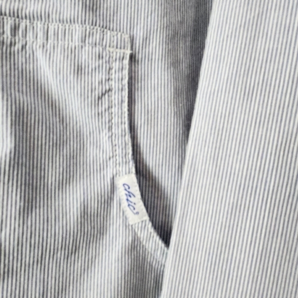 Vintage VF JEANSWEAR Hooded Pinstripe Zip Up Jacket W/ Pockets Chic Collection - Picture 3 of 5